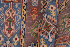 handmade Geometric Kazak Gray Lt. Blue Hand-made RECTANGLE 100% WOOL area rug 3'X5'