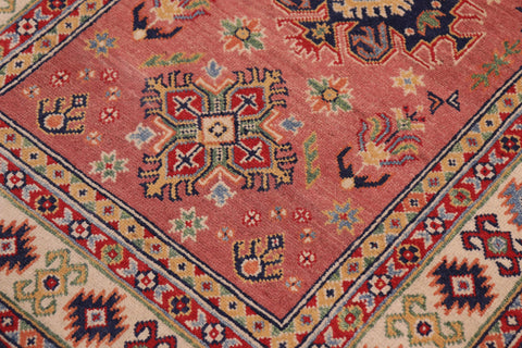handmade Geometric Kazak Pink Beige Hand-made RECTANGLE 100% WOOL area rug 3'X5'