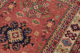 handmade Geometric Kazak Pink Beige Hand-made RECTANGLE 100% WOOL area rug 3' x 5'