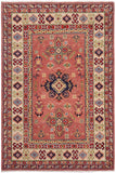 handmade Geometric Kazak Pink Beige Hand-made RECTANGLE 100% WOOL area rug 3' x 5'
