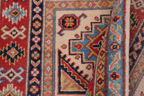 handmade Geometric Kazak Beige Red Hand-made RECTANGLE 100% WOOL area rug 3'X5'