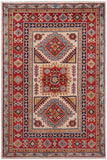 Southwestern Kazak Isaias Beige/Red Wool Rug - 3'5'' x 5'1''