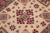 handmade Geometric Kazak Gold Red Hand-made RECTANGLE 100% WOOL area rug 3' x 5'