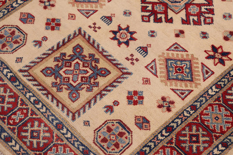 handmade Geometric Kazak Gold Red Hand-made RECTANGLE 100% WOOL area rug 3'X5'