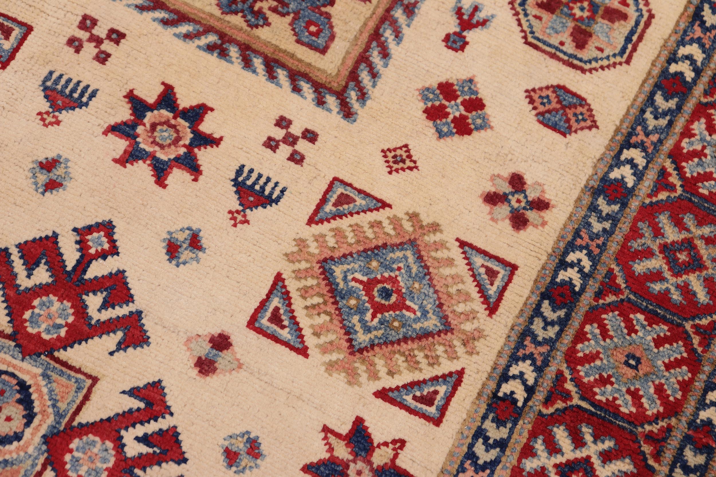 handmade Geometric Kazak Gold Red Hand-made RECTANGLE 100% WOOL area rug 3'X5'