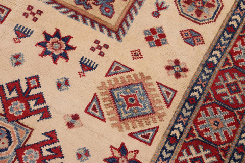 handmade Geometric Kazak Gold Red Hand-made RECTANGLE 100% WOOL area rug 3'X5'