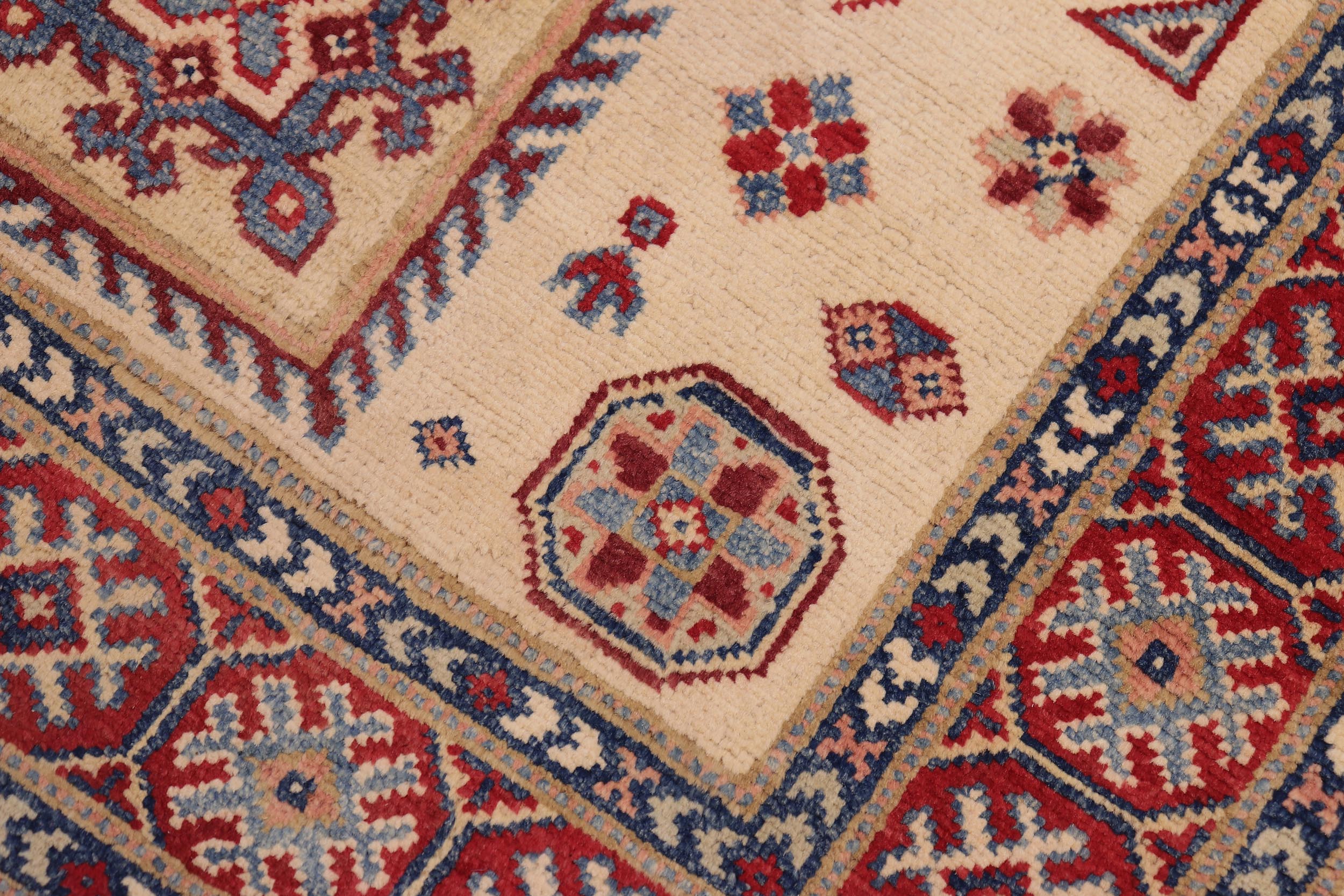 handmade Geometric Kazak Gold Red Hand-made RECTANGLE 100% WOOL area rug 3'X5'