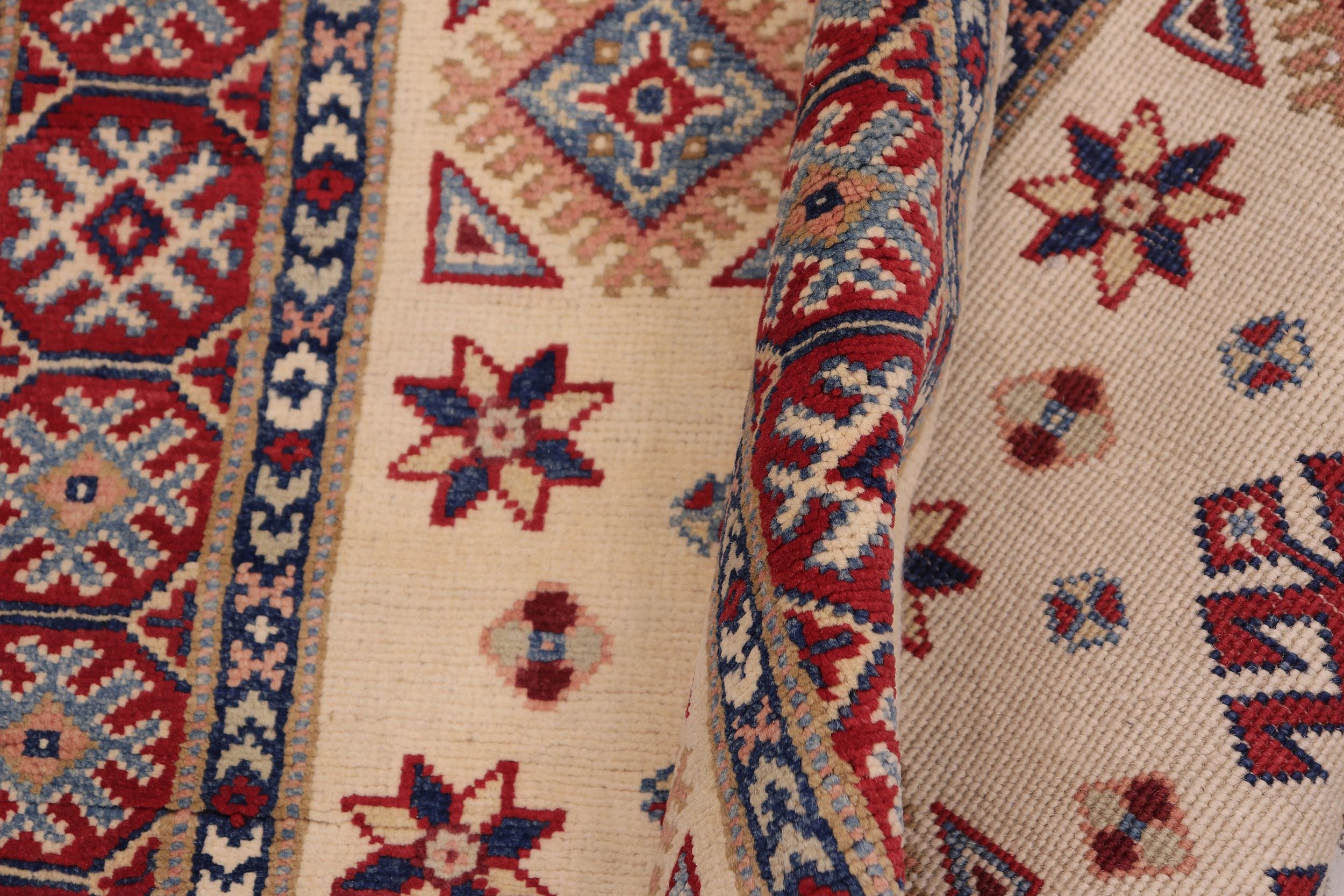 handmade Geometric Kazak Gold Red Hand-made RECTANGLE 100% WOOL area rug 3'X5'