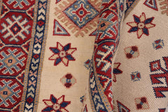 handmade Geometric Kazak Gold Red Hand-made RECTANGLE 100% WOOL area rug 3'X5'