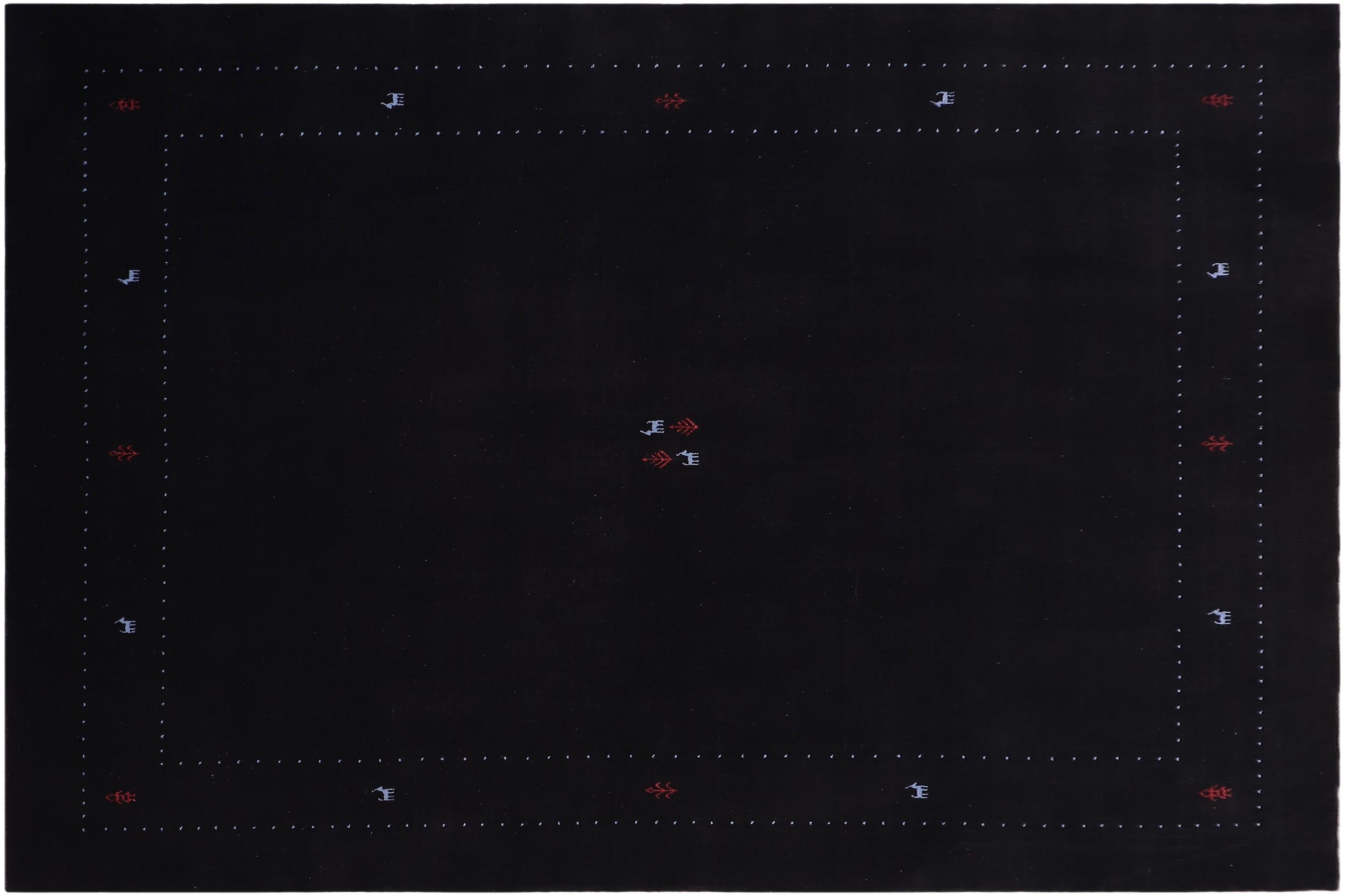handmade Modern Gabbeh Black Black Hand-made RECTANGLE 100% WOOL area rug 8x10
