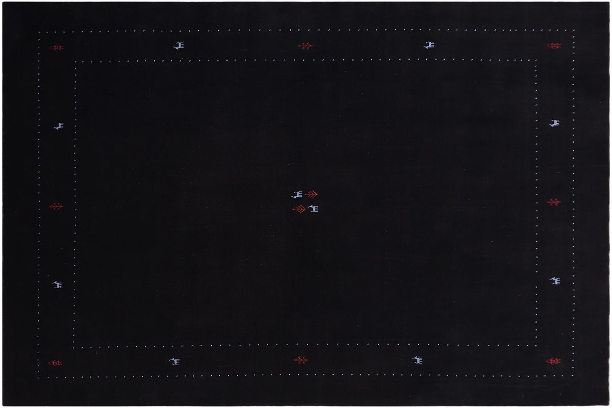 handmade Modern Gabbeh Black Black Hand-made RECTANGLE 100% WOOL area rug 8x10