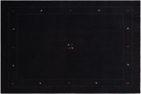 handmade Modern Gabbeh Black Black Hand-made RECTANGLE 100% WOOL area rug 8x10
