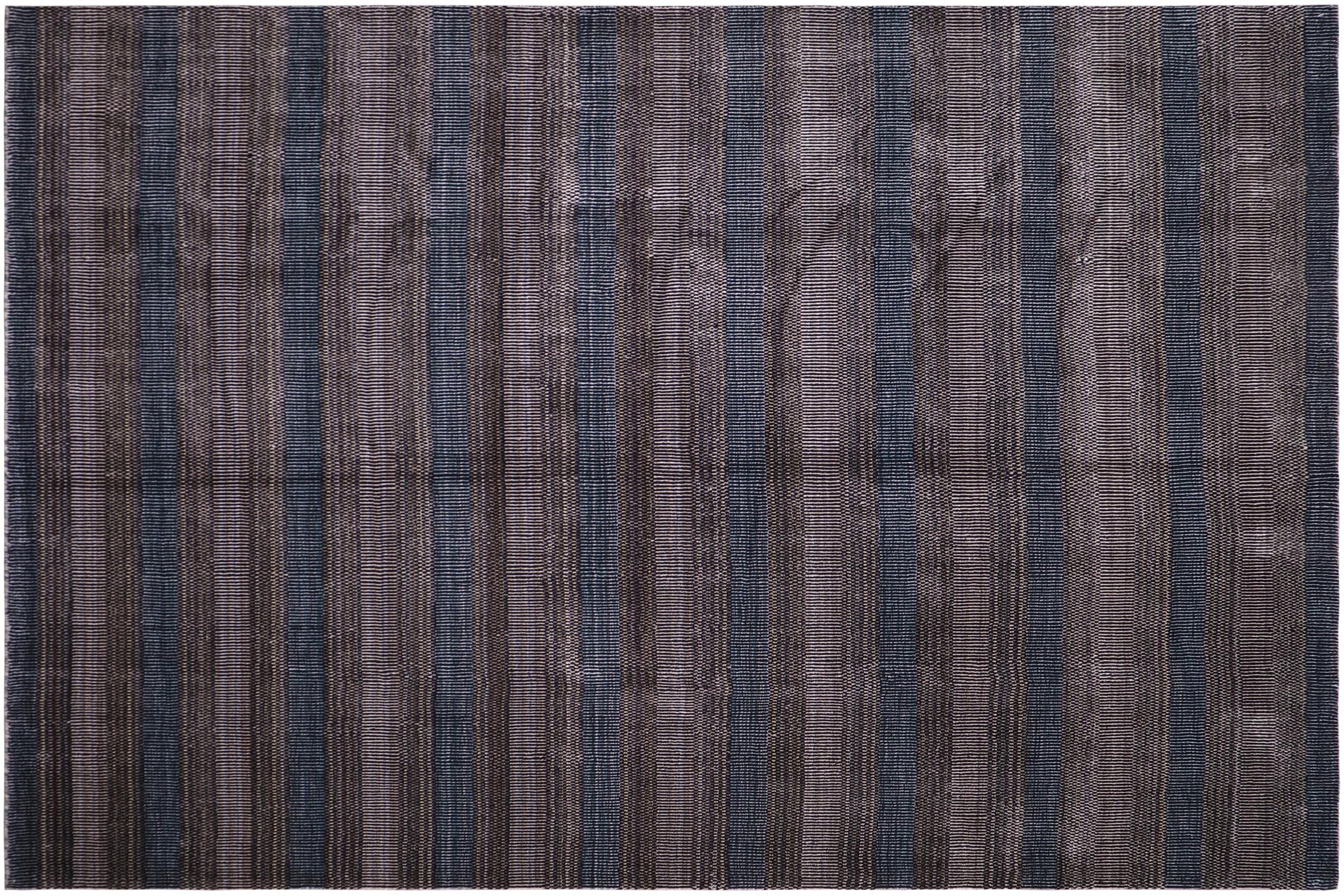 handmade Modern Grass Black Ivory Hand-made RECTANGLE 100% WOOL area rug 8' x 10'