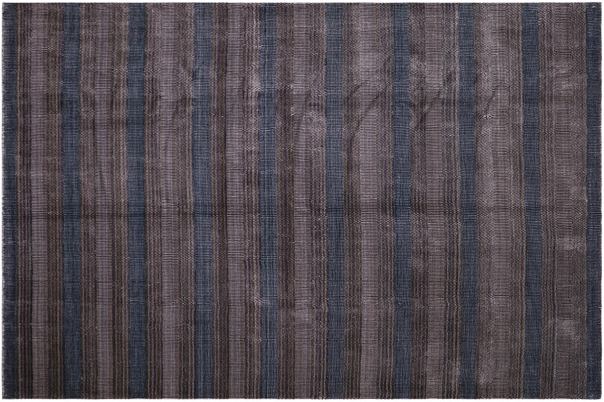 handmade Modern Grass Black Ivory Hand-made RECTANGLE 100% WOOL area rug 8' x 10'