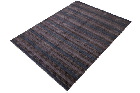 handmade Modern Grass Black Ivory Hand-made RECTANGLE 100% WOOL area rug 8' x 10'