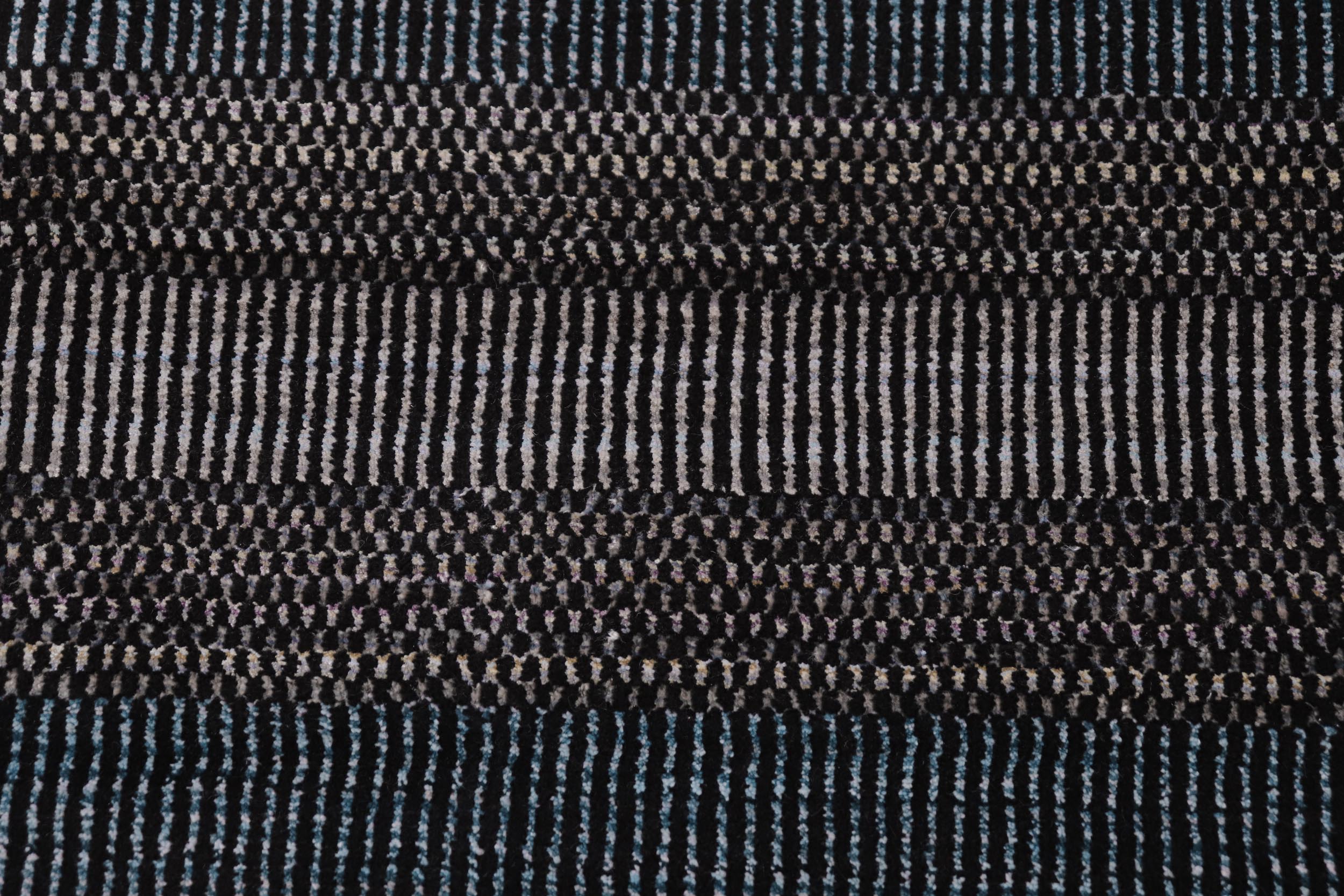 handmade Modern Grass Black Ivory Hand-made RECTANGLE 100% WOOL area rug 8' x 10'