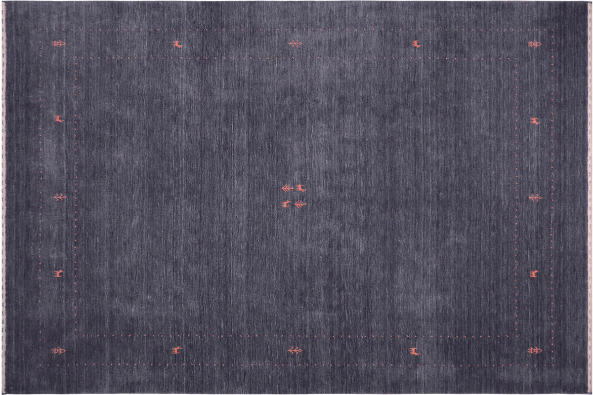 handmade Modern Gabbeh Grayish Blu Bluish Gray Hand-made RECTANGLE 100% WOOL area rug 8x10