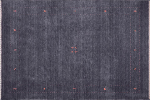 handmade Modern Gabbeh Grayish Blu Bluish Gray Hand-made RECTANGLE 100% WOOL area rug 8x10