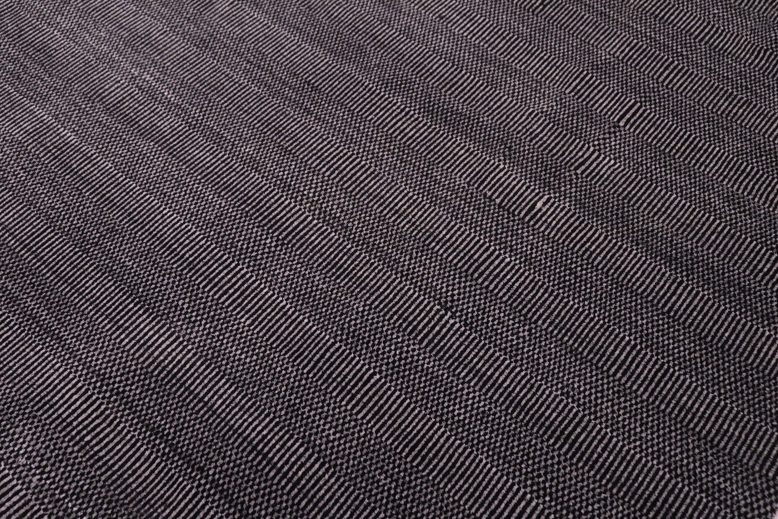 handmade Modern Grass Black Gray Hand-made RECTANGLE 100% WOOL area rug 9' x 12'