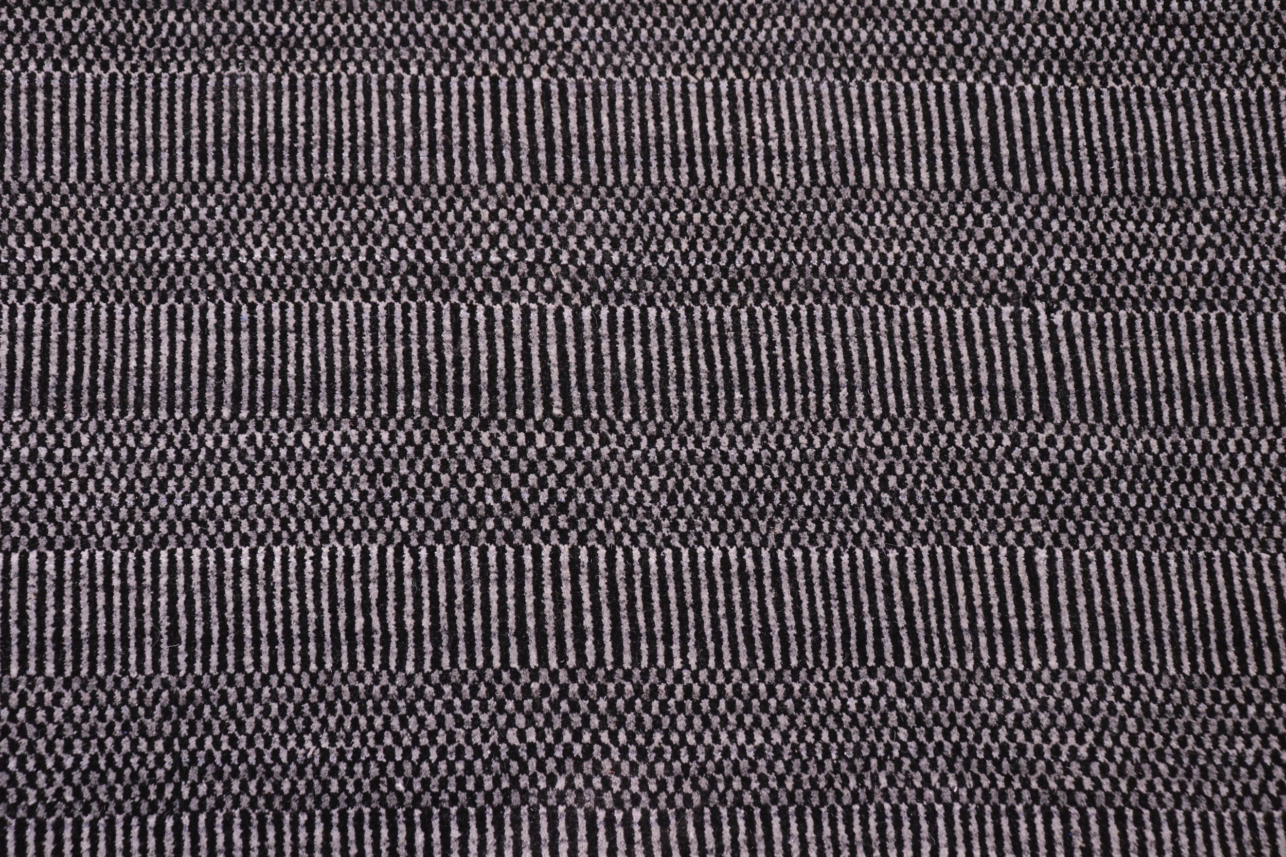 handmade Modern Grass Black Gray Hand-made RECTANGLE 100% WOOL area rug 9' x 12'