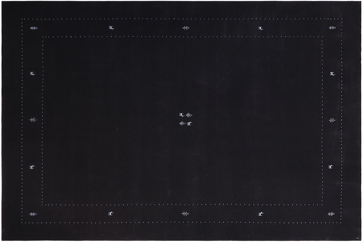 handmade Modern Gabbeh Black Black Hand-made RECTANGLE 100% WOOL area rug 9' x 12'

