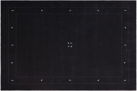 handmade Modern Gabbeh Black Black Hand-made RECTANGLE 100% WOOL area rug 9' x 12'
