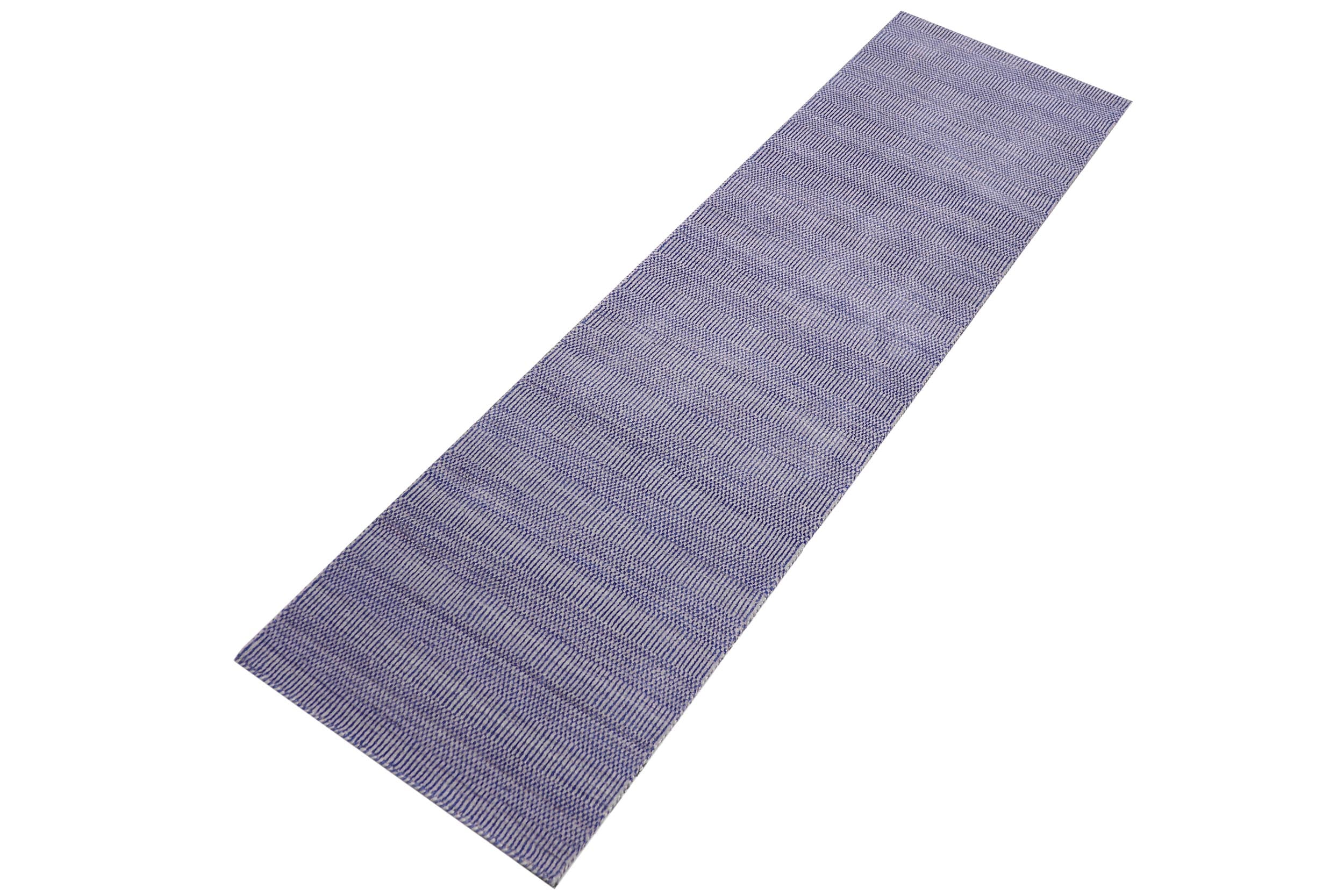 handmade Modern Grass Blue Ivory Hand-made RUNNER 100% WOOL area rug 2' x 10'