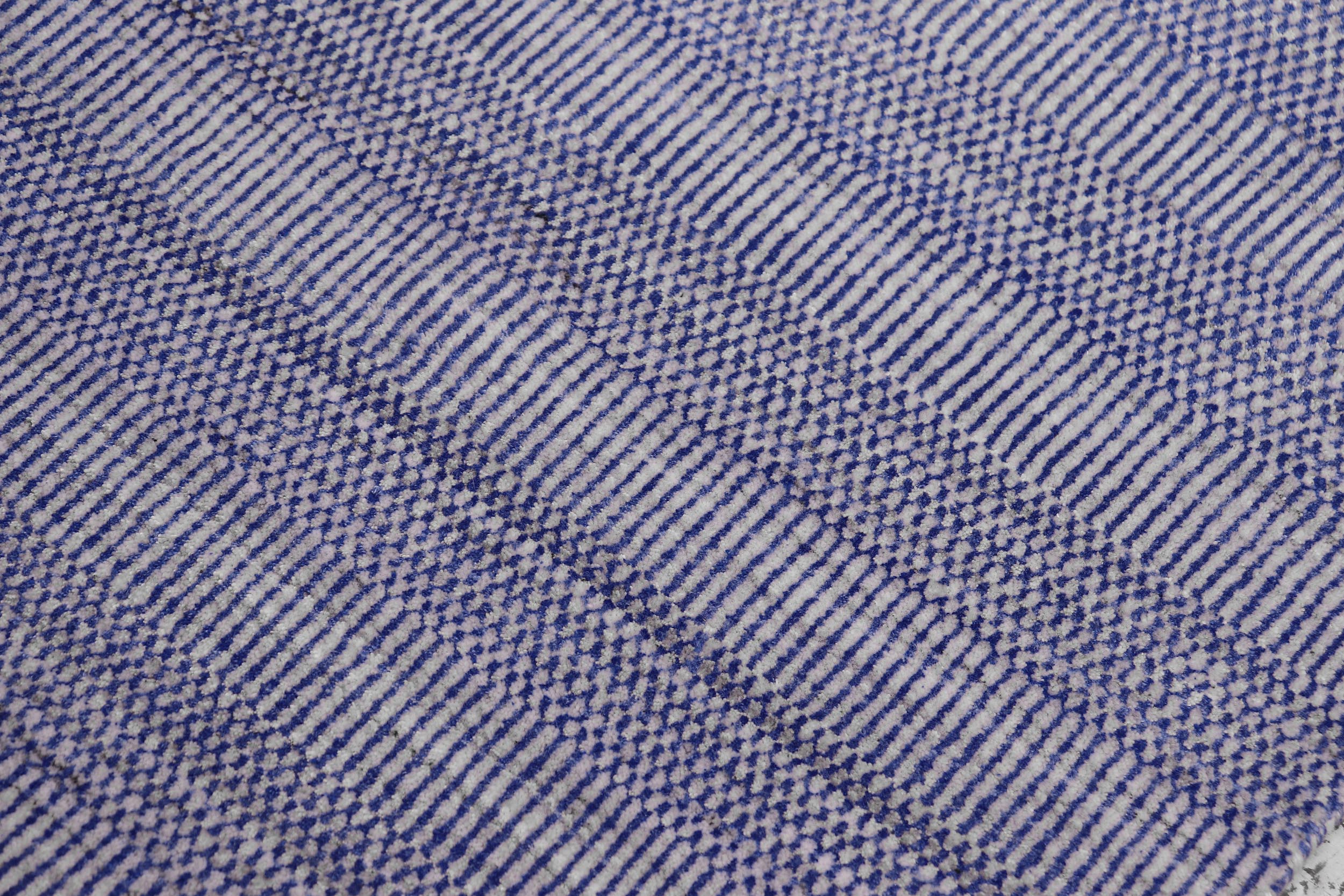 handmade Modern Grass Blue Ivory Hand-made RUNNER 100% WOOL area rug 2' x 10'