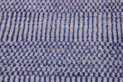 handmade Modern Grass Blue Ivory Hand-made RUNNER 100% WOOL area rug 2' x 10'