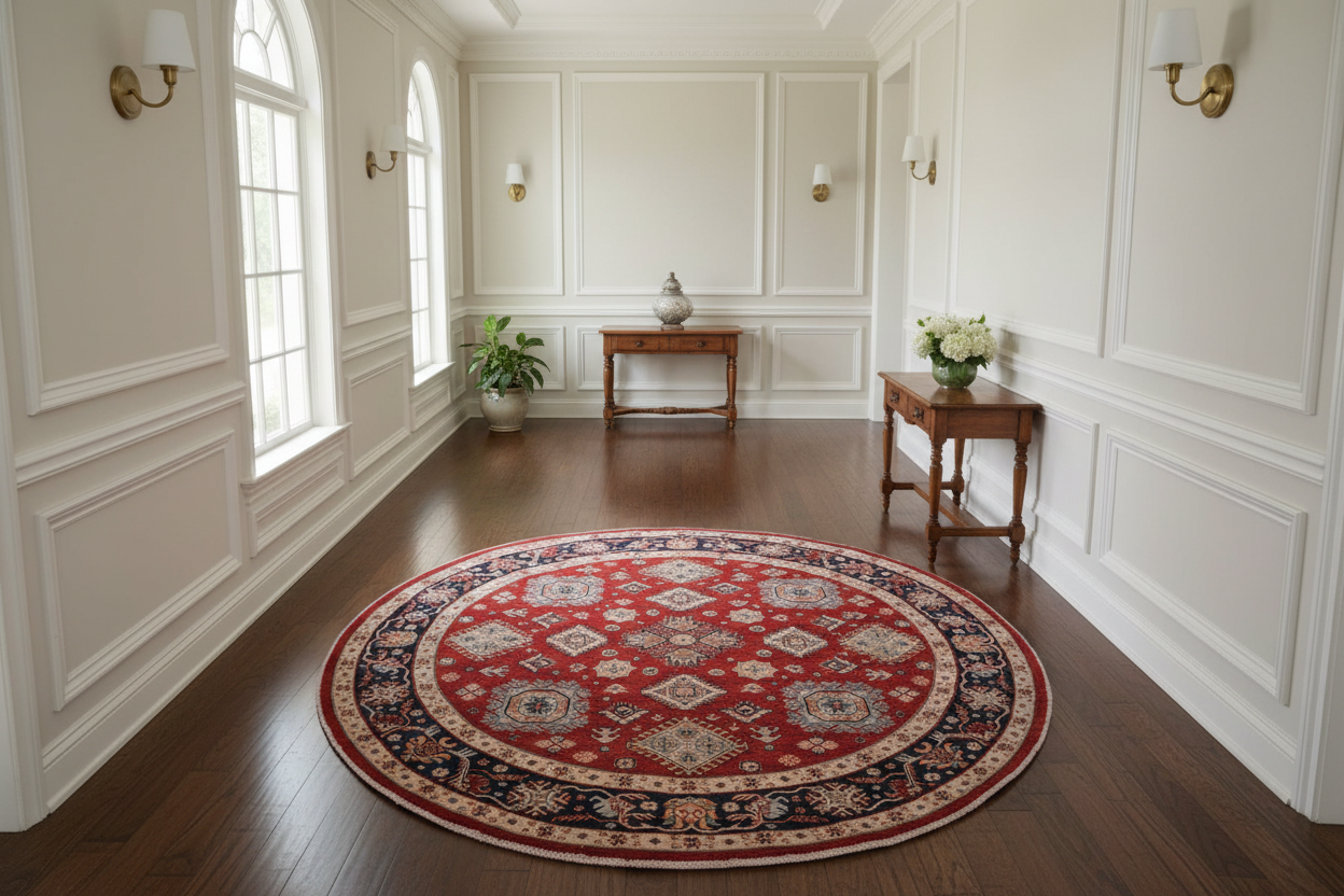 handmade Geometric Kazak Lt. Blue Beige Hand-made ROUND 100% WOOL area rug 9x9