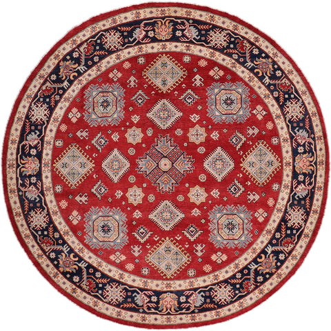 Southwestern Kazak Marlon Light Blue/Beige Wool Round - 9'0''X9'0''