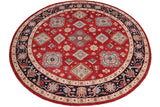 handmade Geometric Kazak Lt. Blue Beige Hand-made ROUND 100% WOOL area rug 9x9