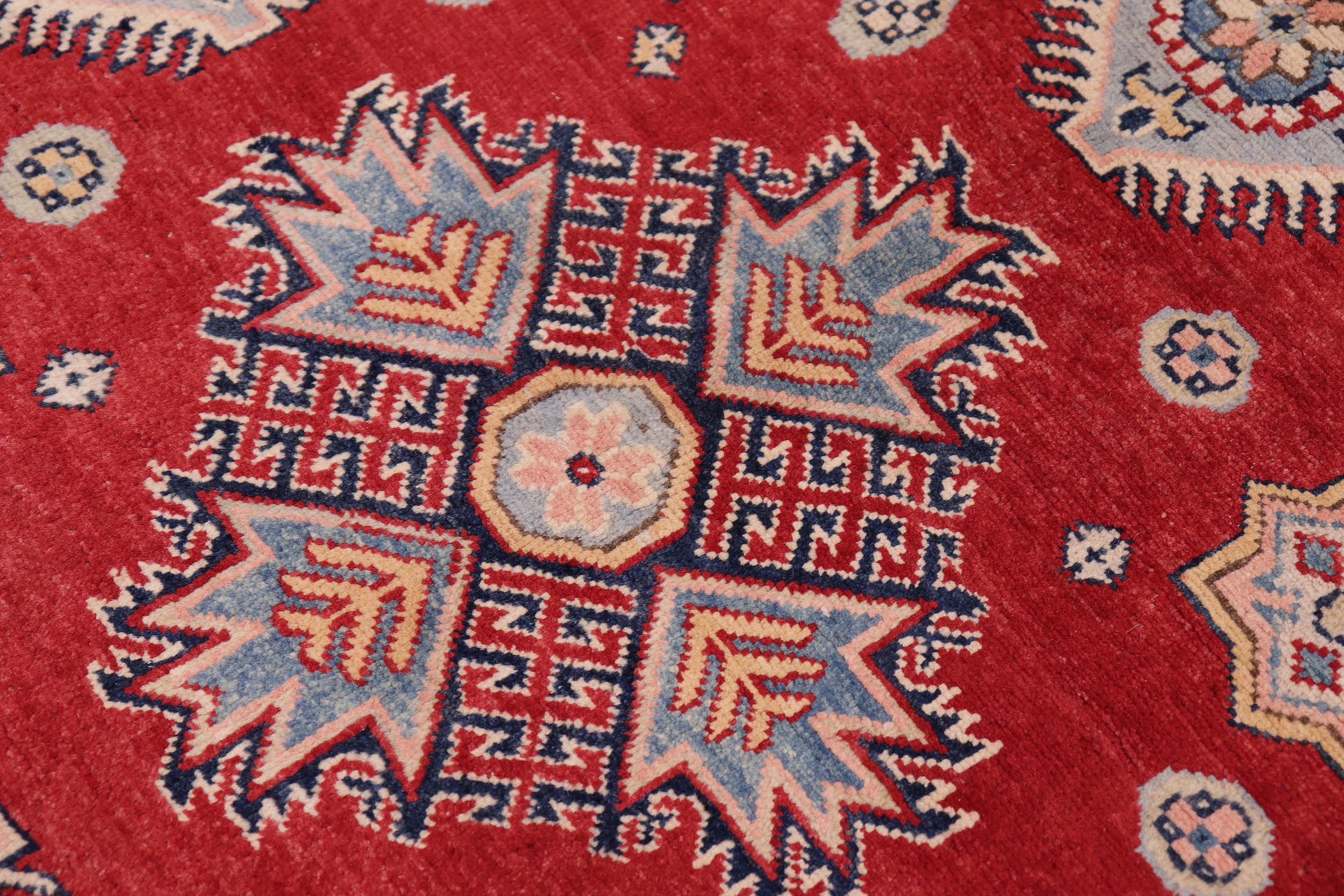 handmade Geometric Kazak Lt. Blue Beige Hand-made ROUND 100% WOOL area rug 9x9