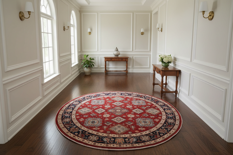 handmade Geometric Kazak Lt. Blue Beige Hand-made ROUND 100% WOOL area rug 9x9