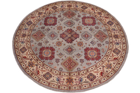 Tribal Kazak Brynn Gray/Beige Wool Round - 9'0''X9'0''