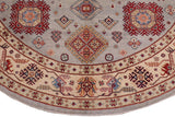 handmade Geometric Kazak Gray Beige Hand-made ROUND 100% WOOL area rug 9x9