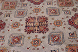 handmade Geometric Kazak Gray Beige Hand-made ROUND 100% WOOL area rug 9x9