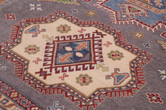 handmade Geometric Kazak Gray Blue Hand-made RECTANGLE 100% WOOL area rug 8'X10'