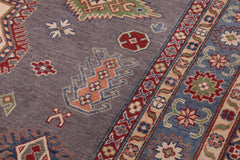 handmade Geometric Kazak Gray Blue Hand-made RECTANGLE 100% WOOL area rug 8'X10'