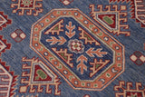 handmade Geometric Kazak Gray Blue Hand-made RECTANGLE 100% WOOL area rug 8' x 10'