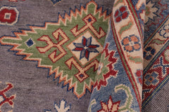 handmade Geometric Kazak Gray Blue Hand-made RECTANGLE 100% WOOL area rug 8'X10'