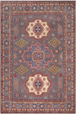 handmade Geometric Kazak Gray Blue Hand-made RECTANGLE 100% WOOL area rug 8' x 10'