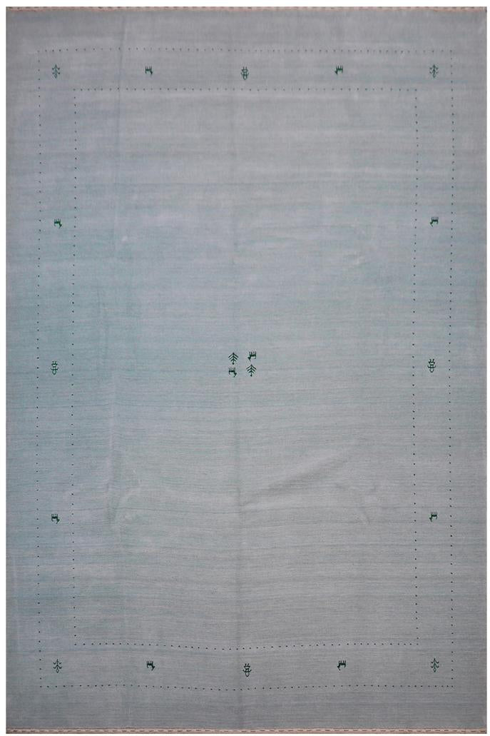 handmade Modern Gabbeh Light Blue Light Blue Hand-made RECTANGLE 100% WOOL area rug 9x12