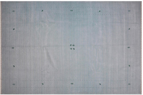 handmade Modern Gabbeh Light Blue Light Blue Hand-made RECTANGLE 100% WOOL area rug 9x12