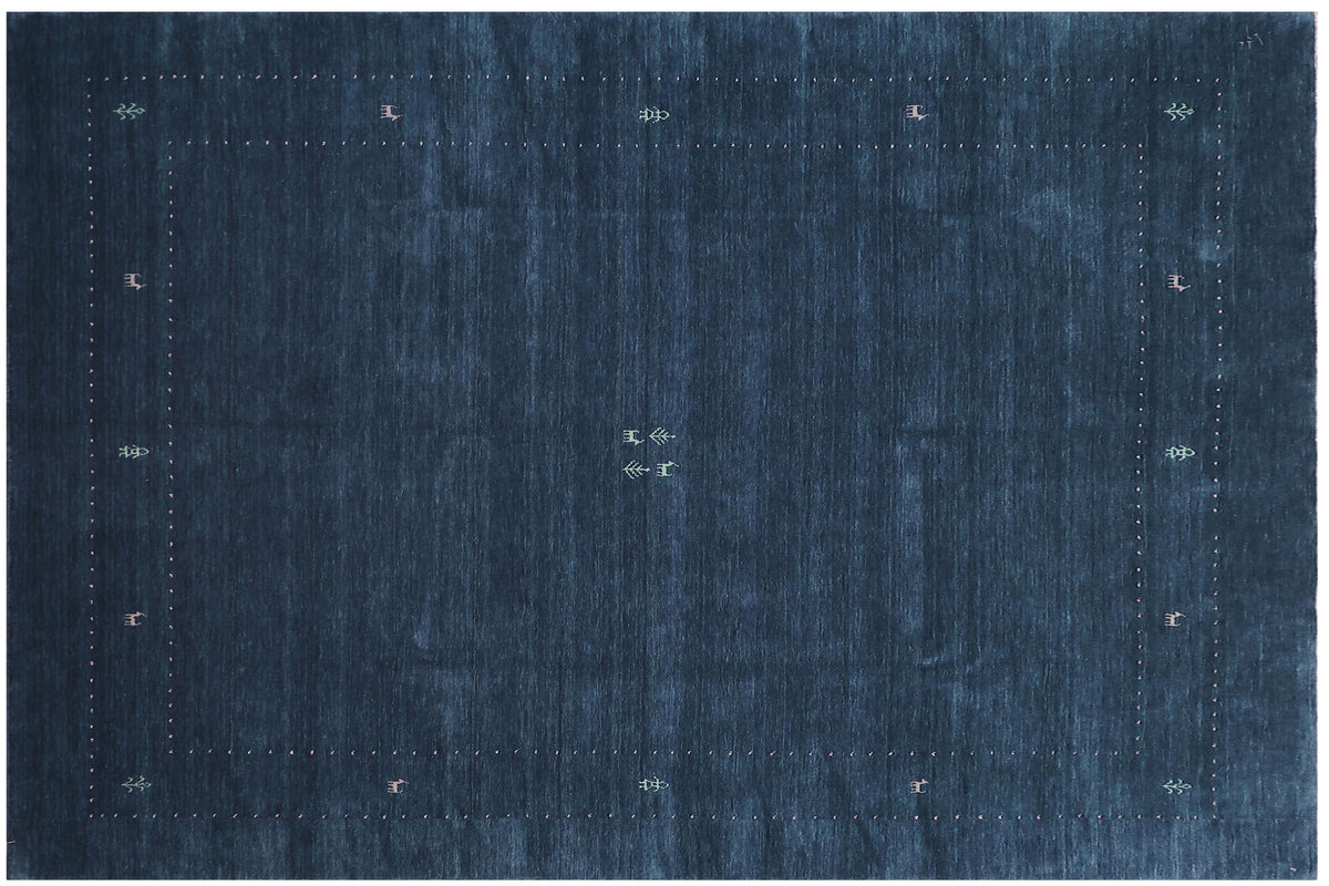 handmade Modern Gabbeh Blue Light Blue Hand-made RECTANGLE 100% WOOL area rug 8x10