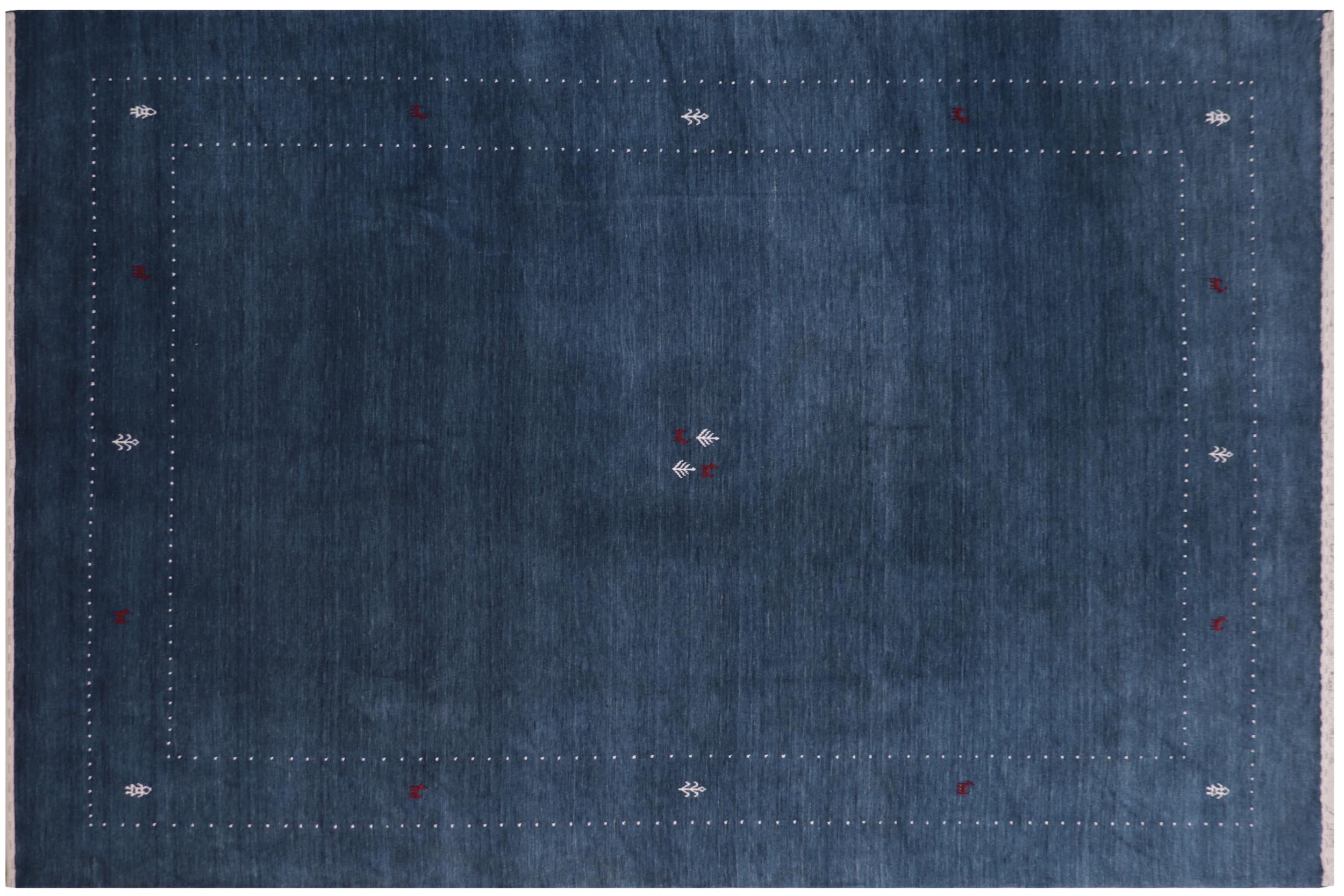 handmade Modern Gabbeh Blue White Hand-made RECTANGLE 100% WOOL area rug 9x12