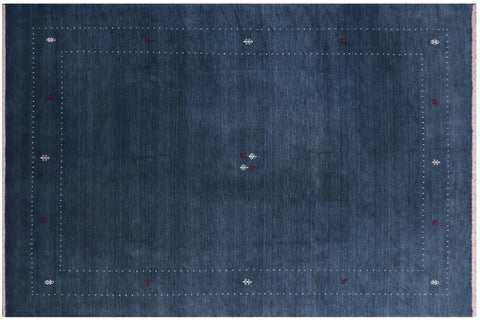 handmade Modern Gabbeh Blue White Hand-made RECTANGLE 100% WOOL area rug 9x12