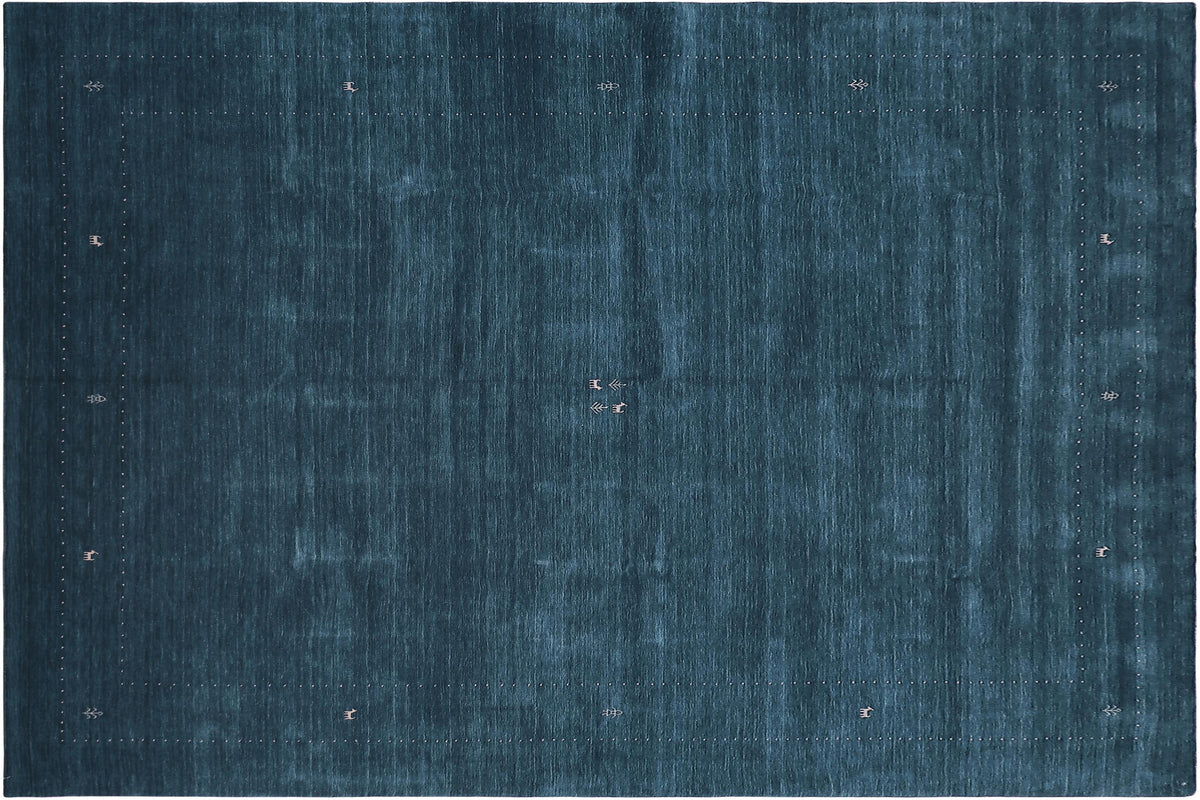 handmade Modern Gabbeh Blue Ivory Hand-made RECTANGLE 100% WOOL area rug 10' x 14'