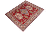 handmade Geometric Kazak Red Beige Hand-made RECTANGLE 100% WOOL area rug 8' x 10'