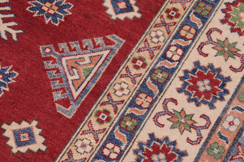 handmade Geometric Kazak Red Beige Hand-made RECTANGLE 100% WOOL area rug 8'X10'